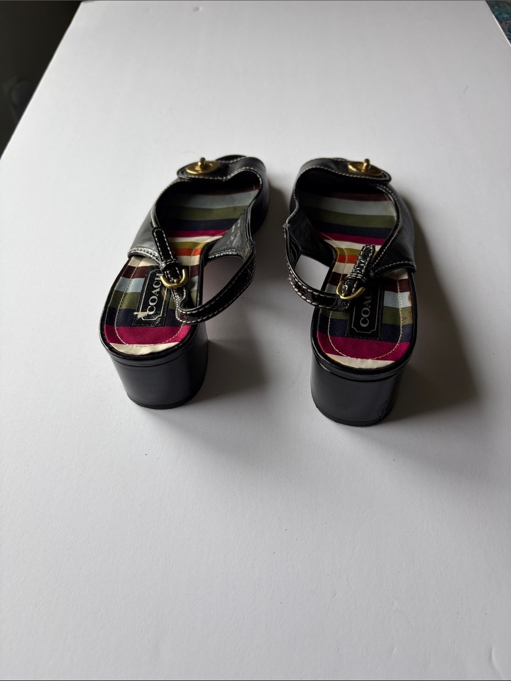Coach Black Leather Slingback Peep-Toe Sandals - Picture 2 of 4